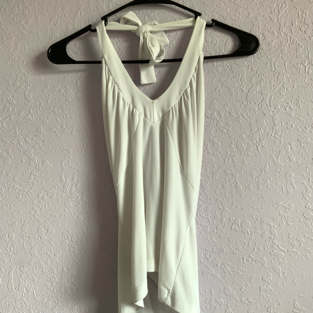 White V Neck Halter Top